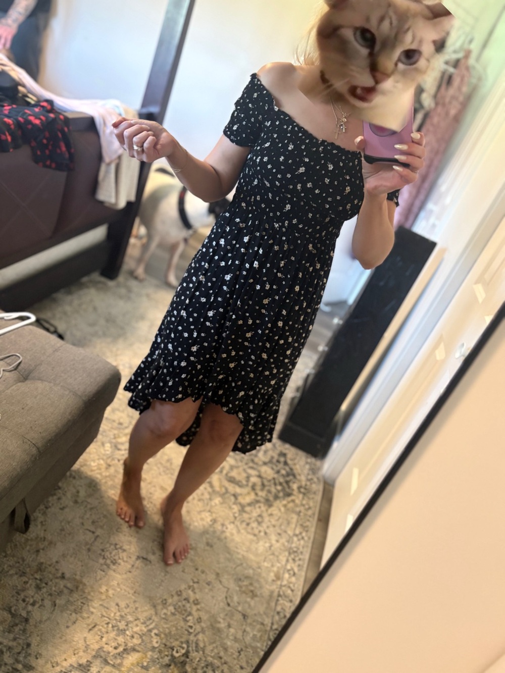 Black Floral Off-Shoulder Sundress